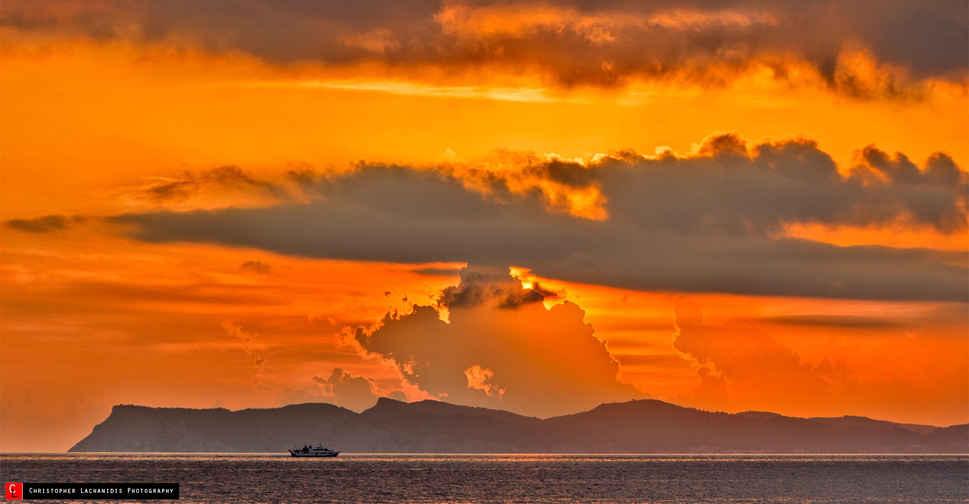 Gold clouds viewing Corfu island!